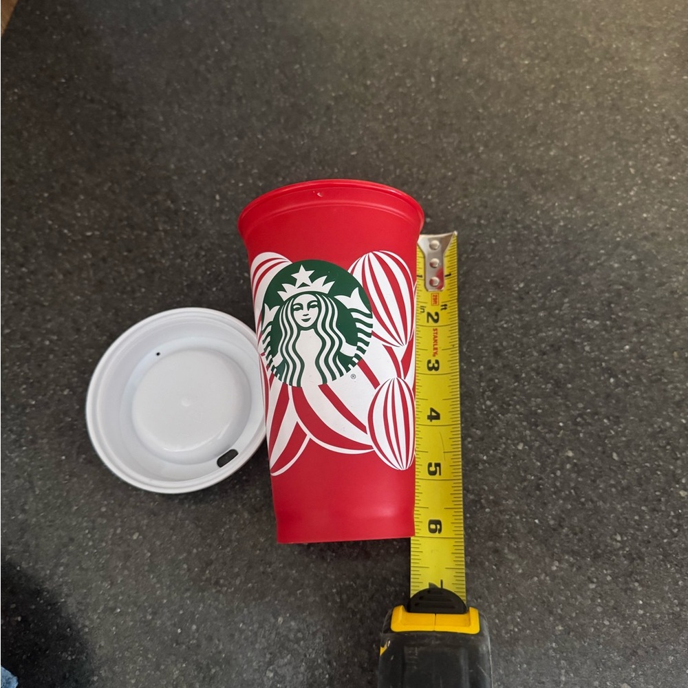 Starbucks Red Holiday Cup with White Lid and Green Logo - Picture 3 of 4